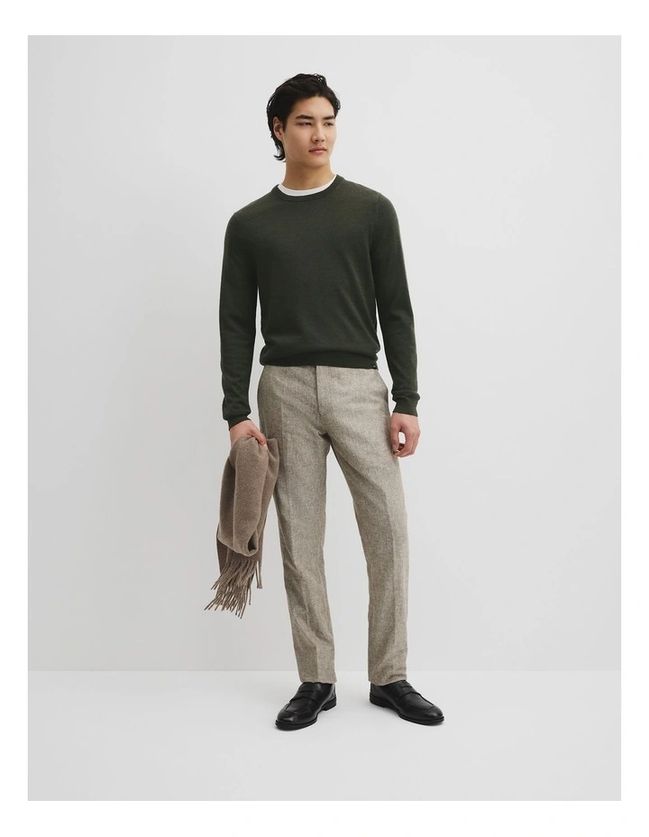 Australian Merino Wool Long Sleeve Crew Neck Knit in Willow Melange image 3