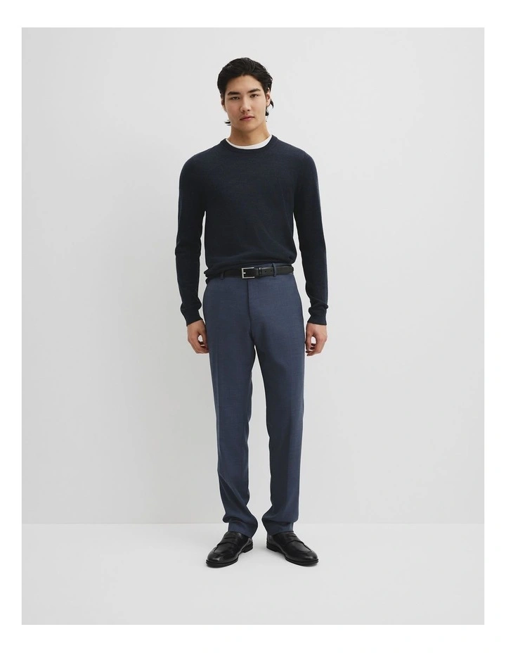 Australian Merino Wool Long Sleeve Crew Neck Knit in Navy Melange image 3