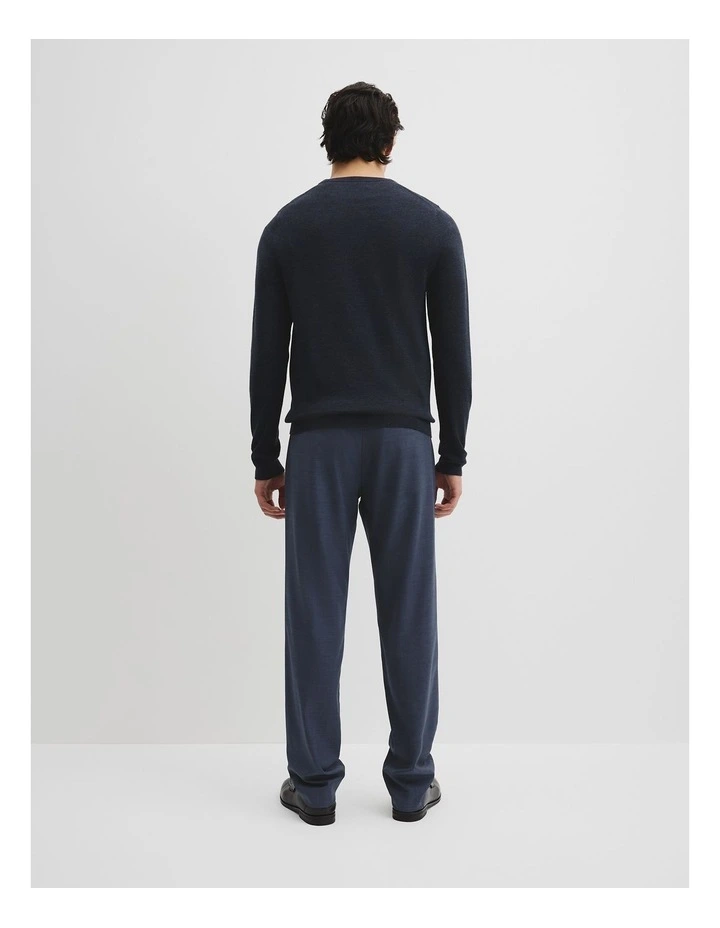 Australian Merino Wool Long Sleeve Crew Neck Knit in Navy Melange image 4