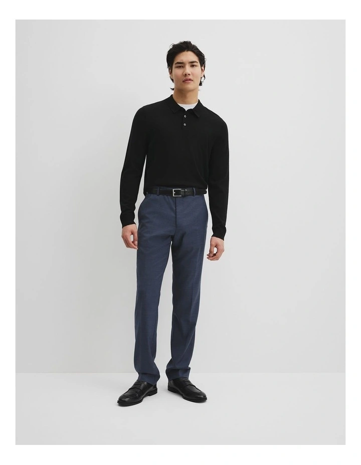 Australian Merino Long Sleeve Am Button Polo Knit in Black image 3