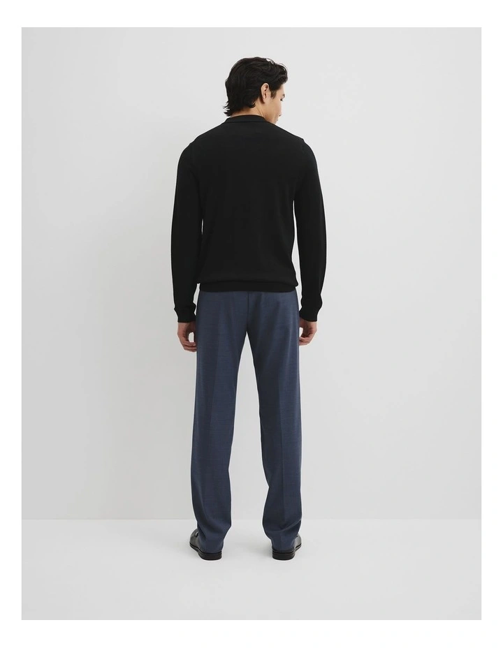 Australian Merino Long Sleeve Am Button Polo Knit in Black image 4