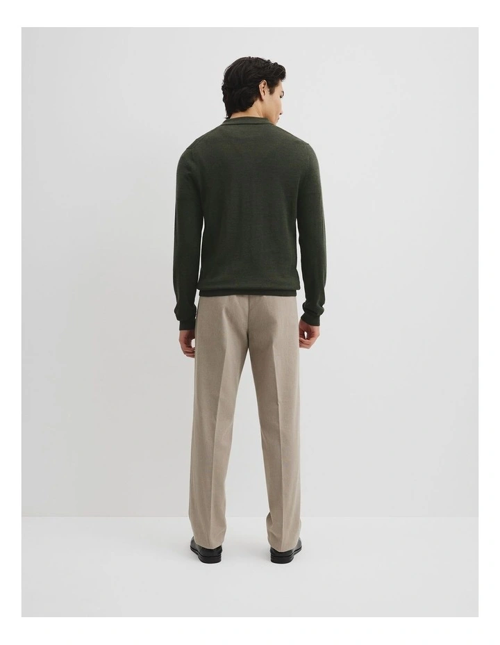 Australian Merino Long Sleeve Am Button Polo Knit in Willow Melange image 5