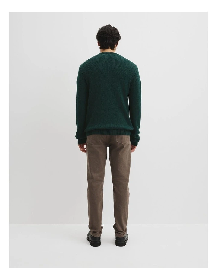 Long Sleeve Cotton Crew Neck Knit in Pine image 4