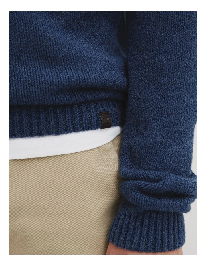 Long Sleeve Cotton Crew Neck Knit in Blueprint image 4