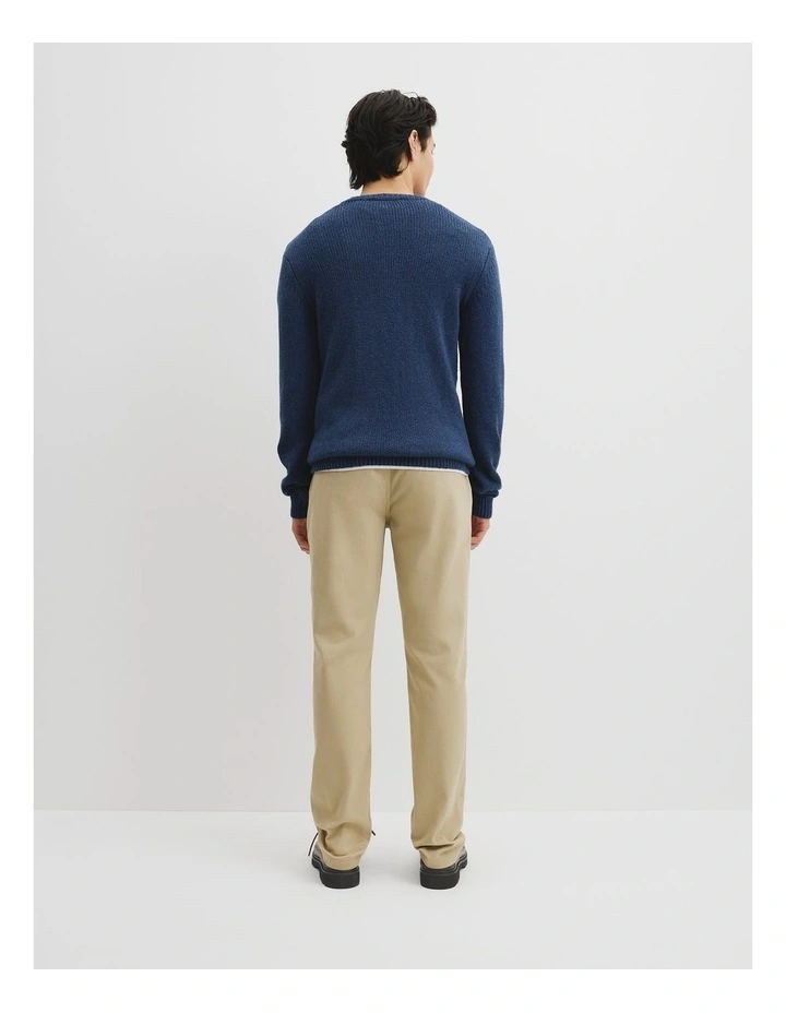 Long Sleeve Cotton Crew Neck Knit in Blueprint image 5