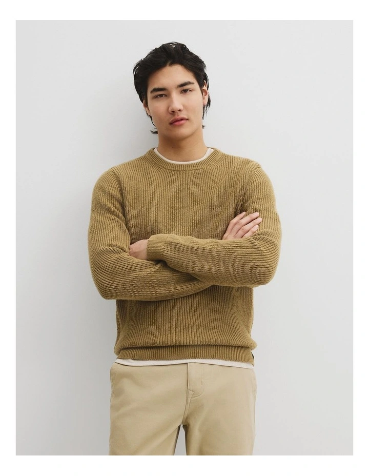 Workwear Australian Cotton Crew Knit in Brass image 1