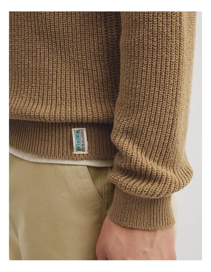 Workwear Australian Cotton Crew Knit Sweater in Brass image 3