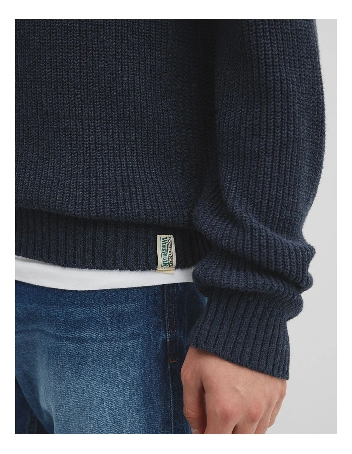 Workwear Australian Cotton Funnel Neck Knit in Midnight Navy image 4