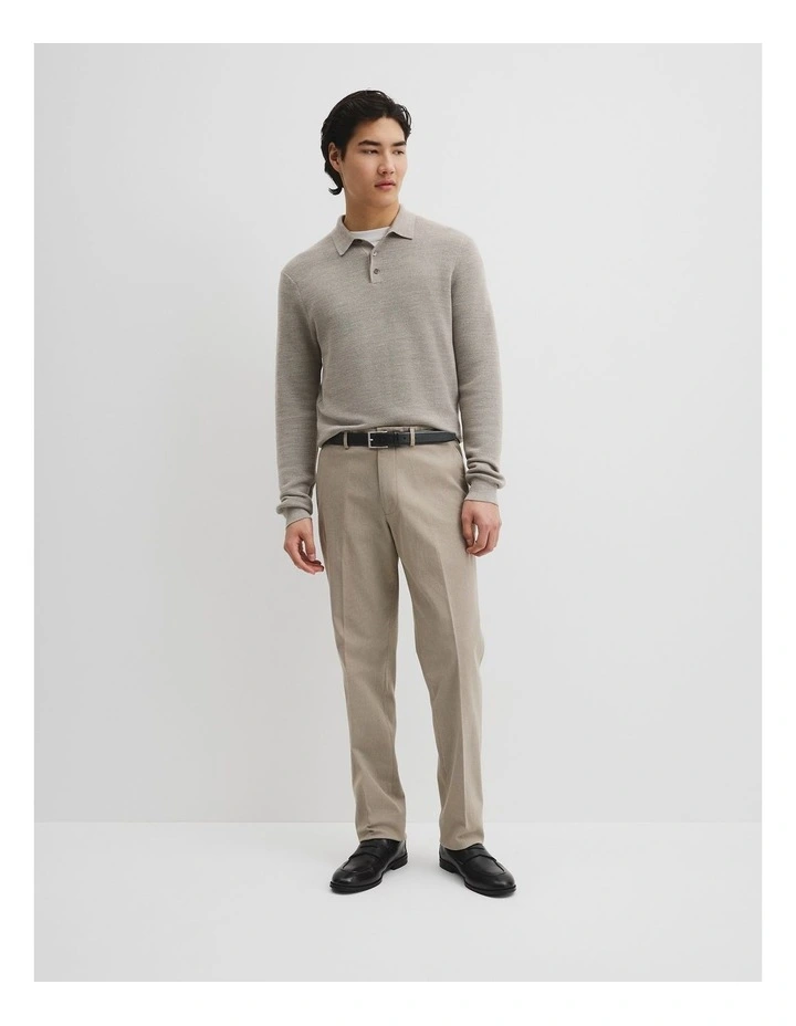 Australian Merino Wool Textured Polo Knit in Fog image 4