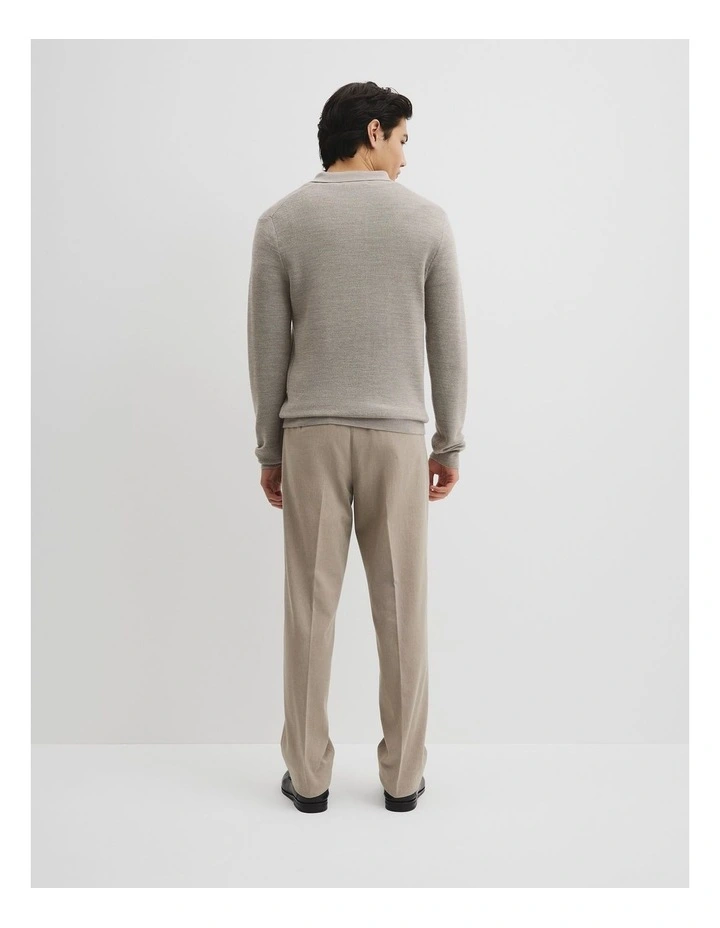 Australian Merino Wool Textured Polo Knit in Fog image 5