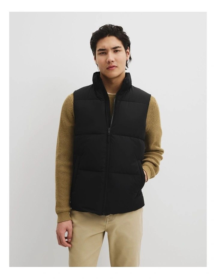 Quilted Puffer Vest in Black image 1