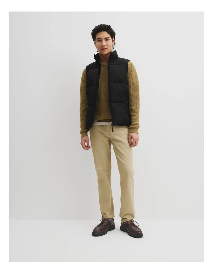 Quilted Puffer Vest in Black image 3