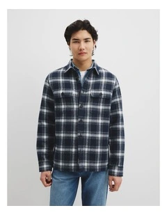 Workwear Check Overshirt in Navy