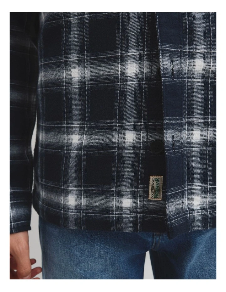Workwear Check Overshirt in Navy image 3