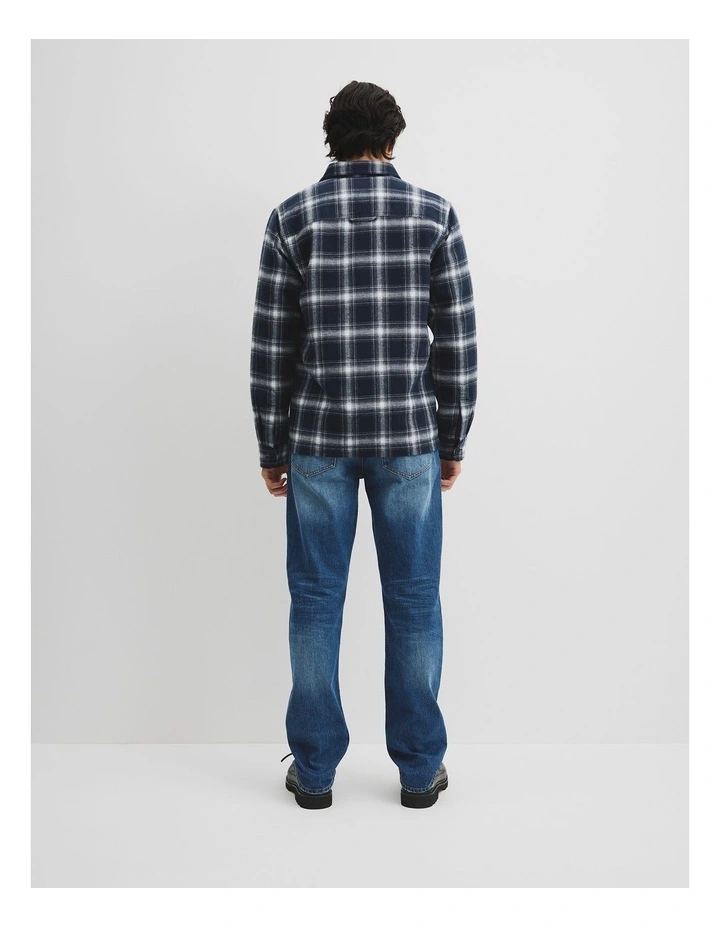 Workwear Check Overshirt in Navy image 5