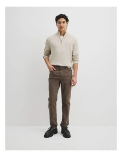 Tapered Fit Brushed Five Pocket Pant in Cocoa