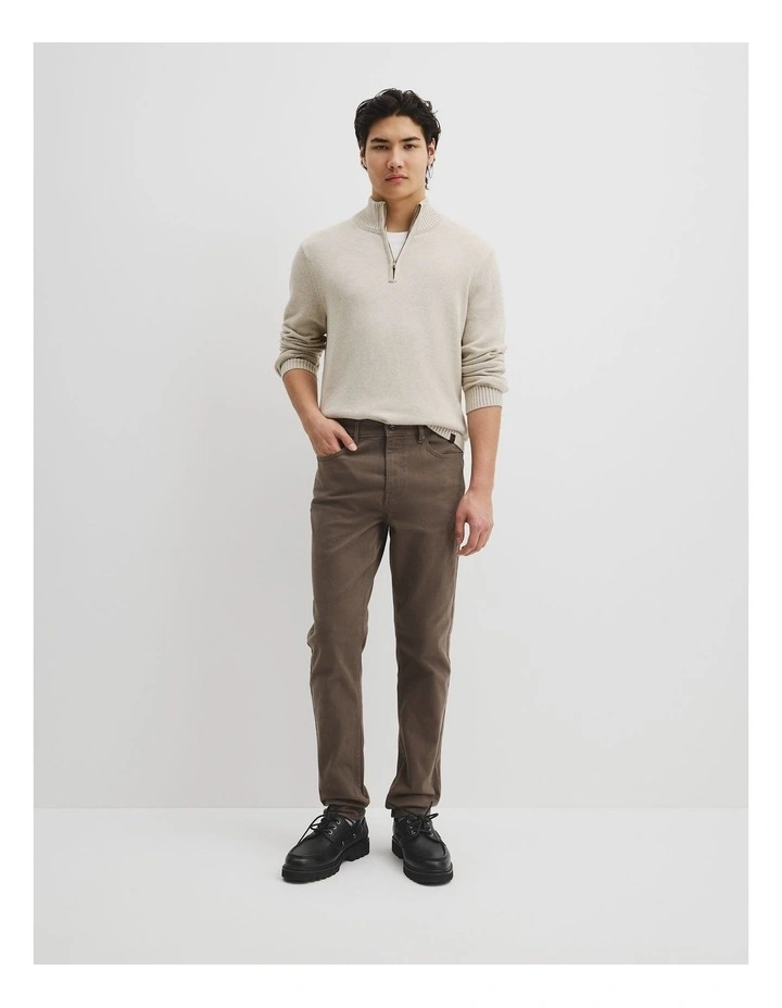 Tapered Fit Brushed Five Pocket Pant in Cocoa image 1