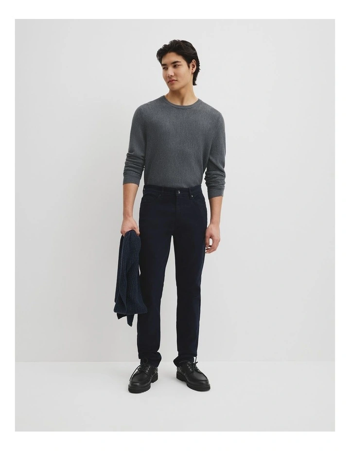 Tapered Fit Brushed Five Pocket Pant in True Navy image 1