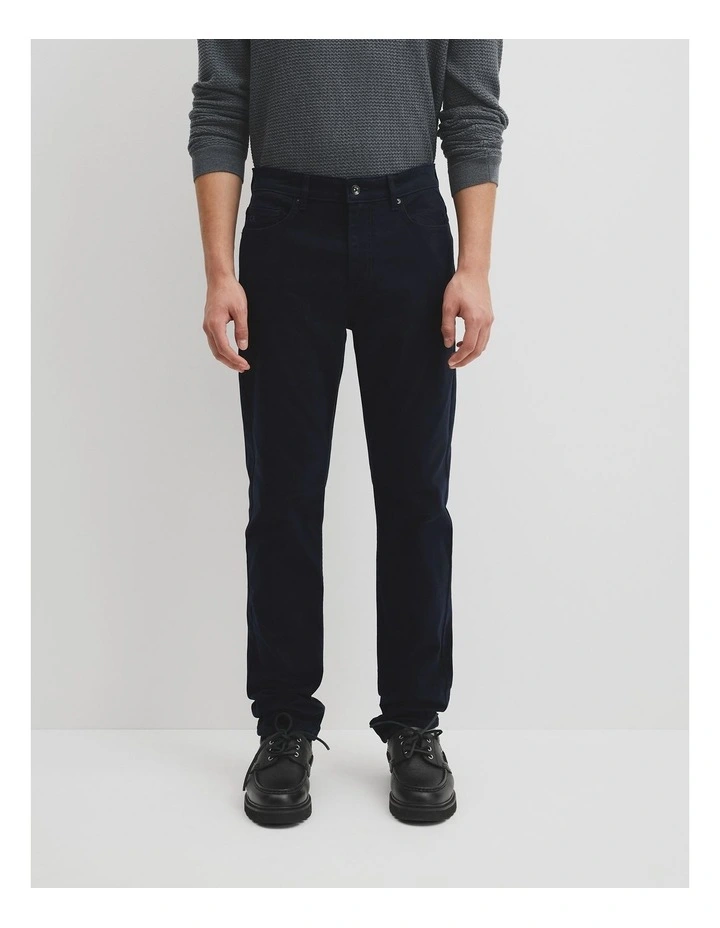 Tapered Fit Brushed Five Pocket Pant in True Navy image 2