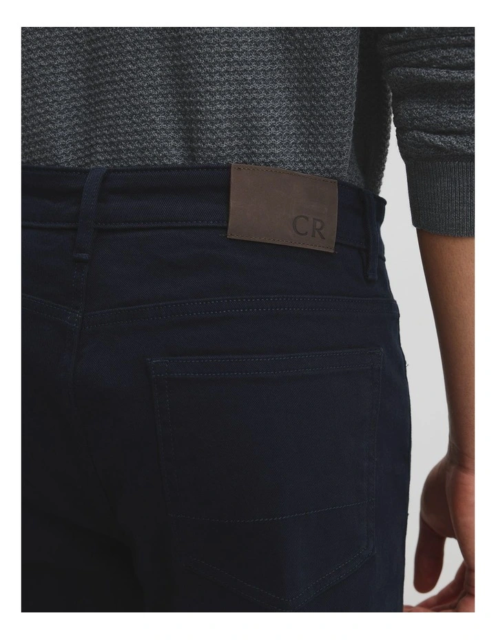 Tapered Fit Brushed Five Pocket Pant in True Navy image 3
