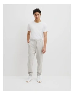 Australian Cotton Brushed Sweat Pant in Grey Marle