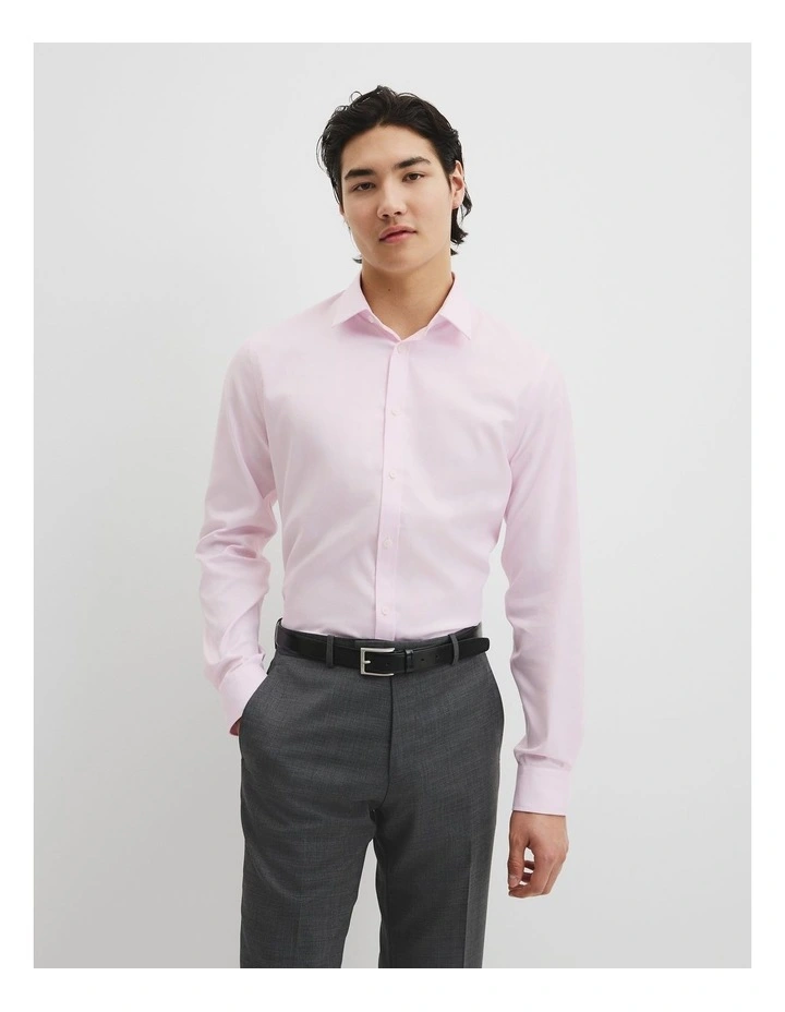 Slim Fit Textured Travel Shirt in Pale Pink image 1