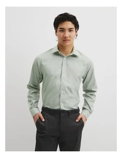Regular Fit Gingham Travel Shirt in Eucalyptus