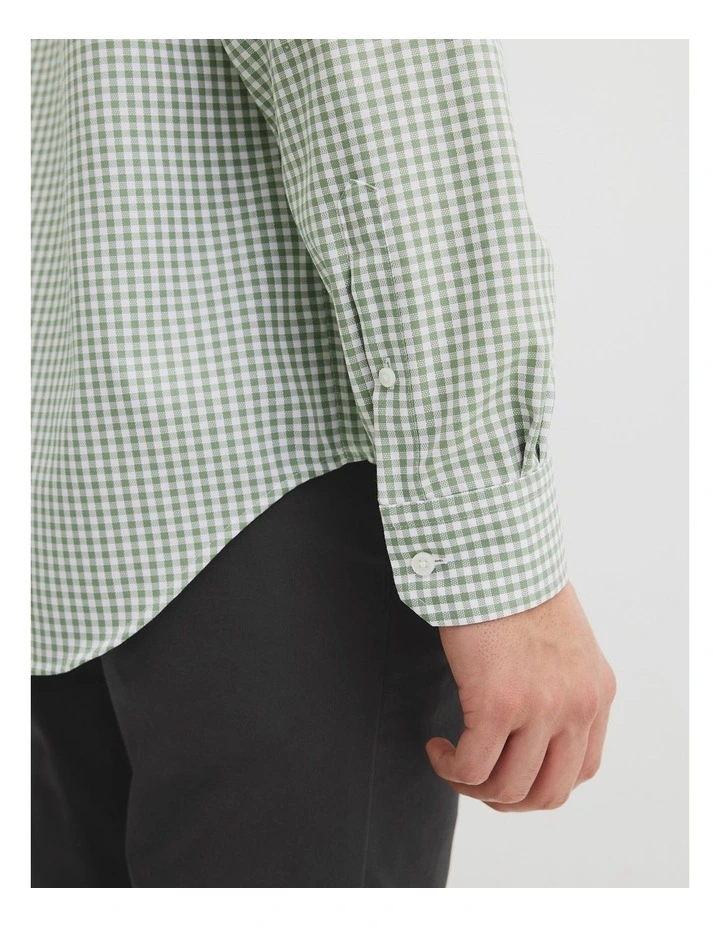 Regular Fit Gingham Travel Shirt in Eucalyptus image 2