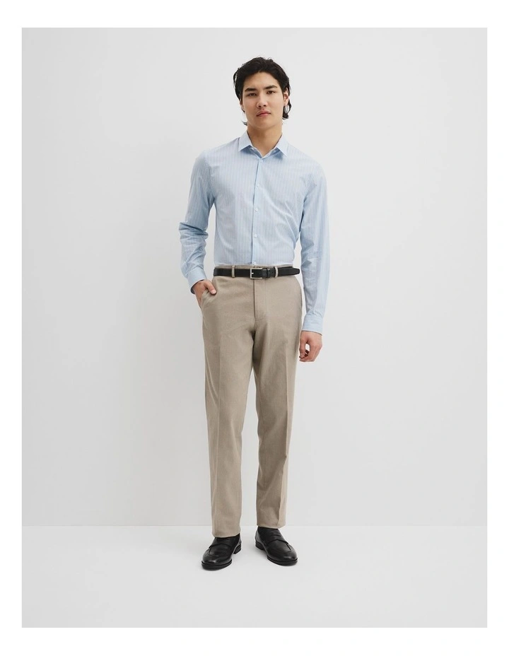 Slim Fit Cotton Stretch Stripe Shirt in Light Blue image 3