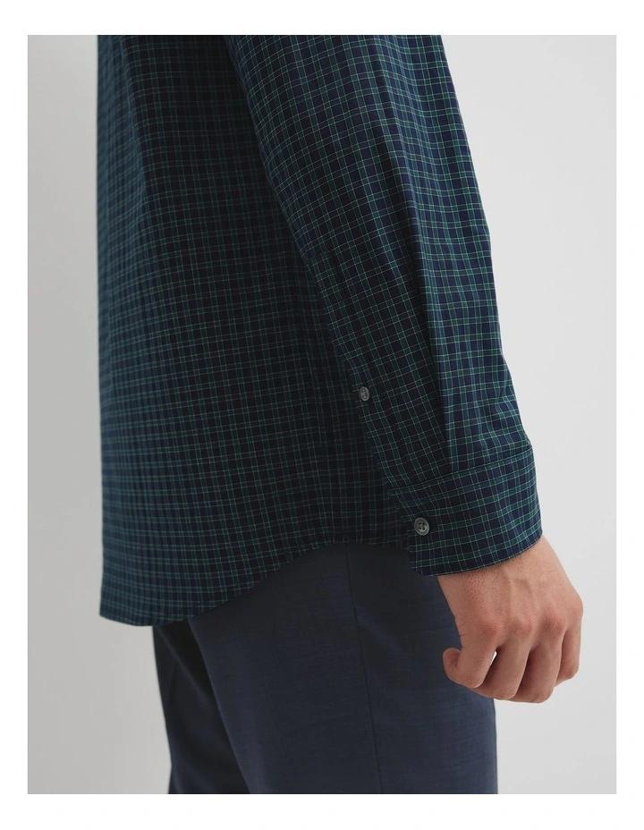 Slim Fit Cotton Check Shirt in Navy Multi image 2