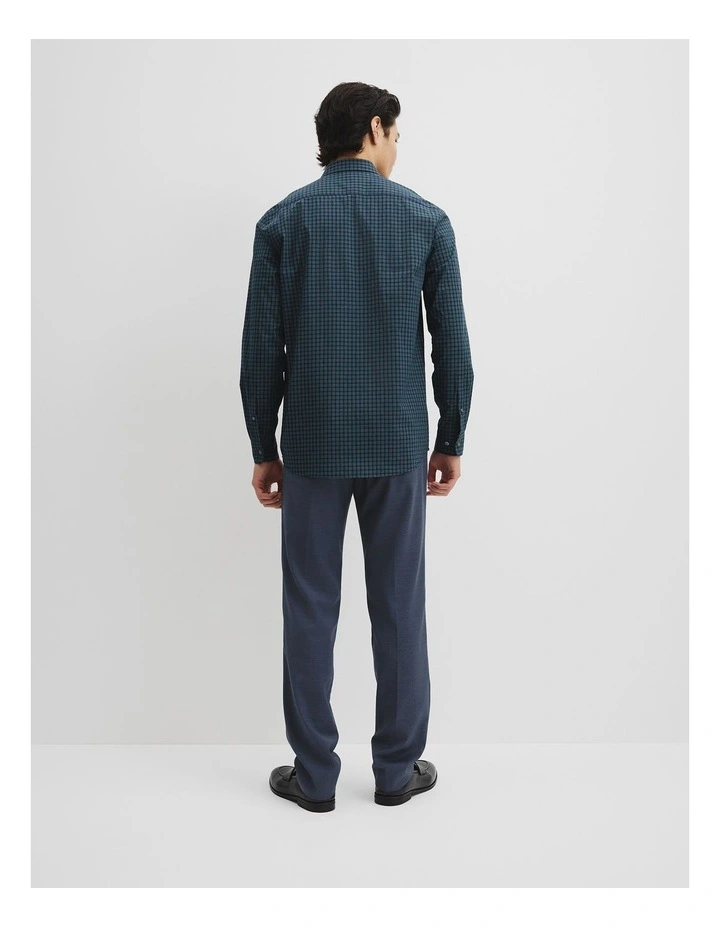Slim Fit Cotton Check Shirt in Navy Multi image 4