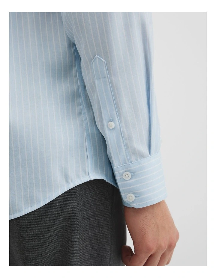 Slim Fit Pinstripe Travel Shirt in Blue Stripe image 2