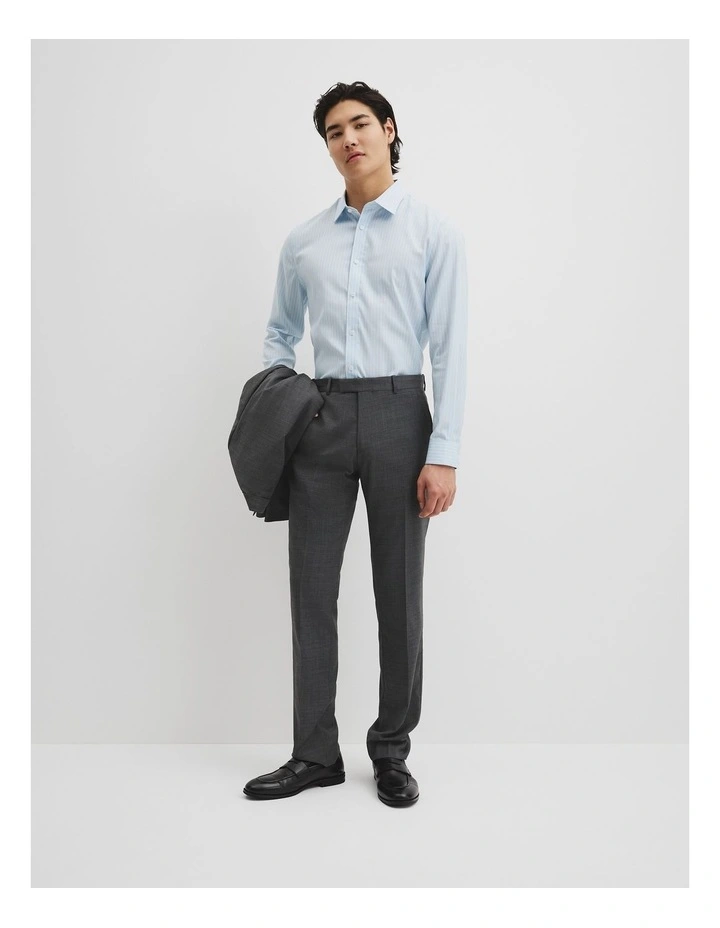 Slim Fit Pinstripe Travel Shirt in Blue Stripe image 3