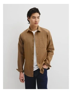 Regular Fit Cotton Waffle Shirt in Clove