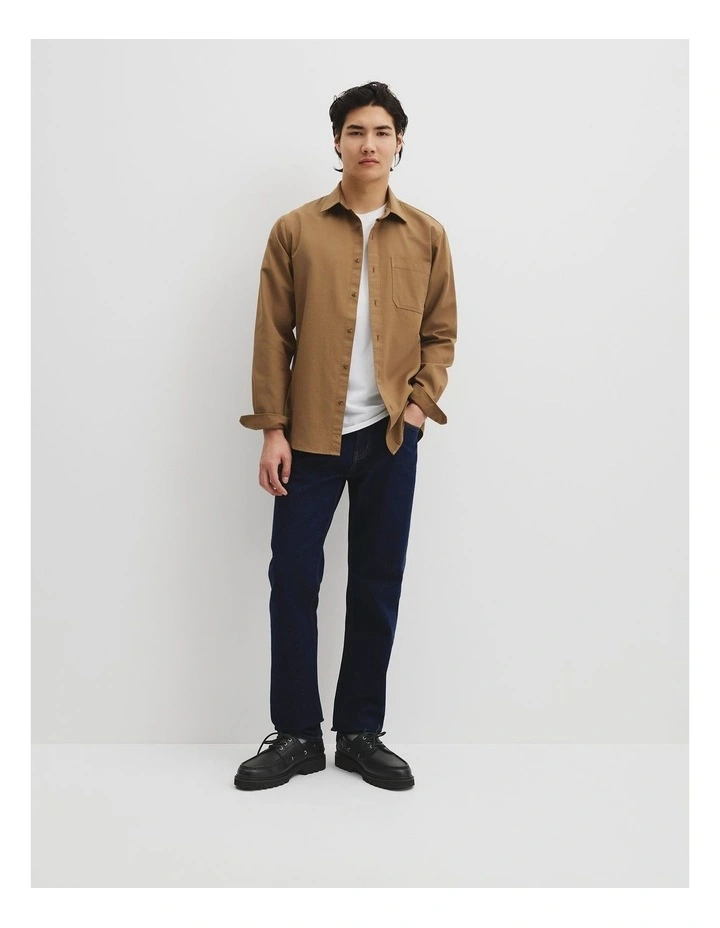 Regular Fit Cotton Waffle Shirt in Clove image 2