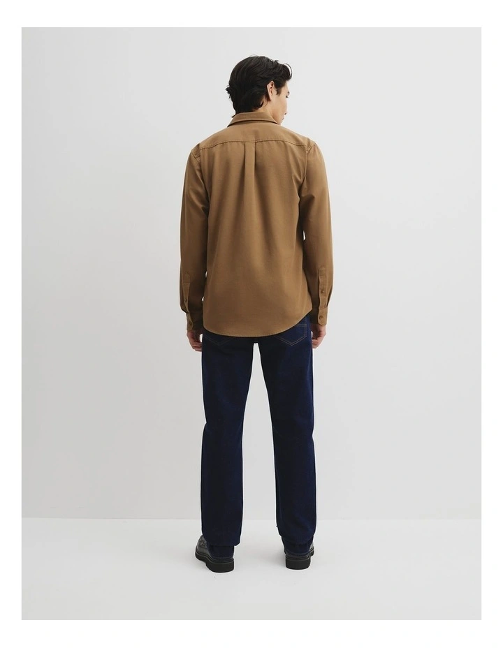 Regular Fit Cotton Waffle Shirt in Clove image 4