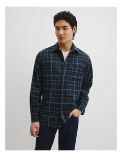 Regular Fit Brushed Check Shirt in Navy Multi
