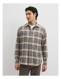 Regular Fit Brushed Check Shirt in Walnut