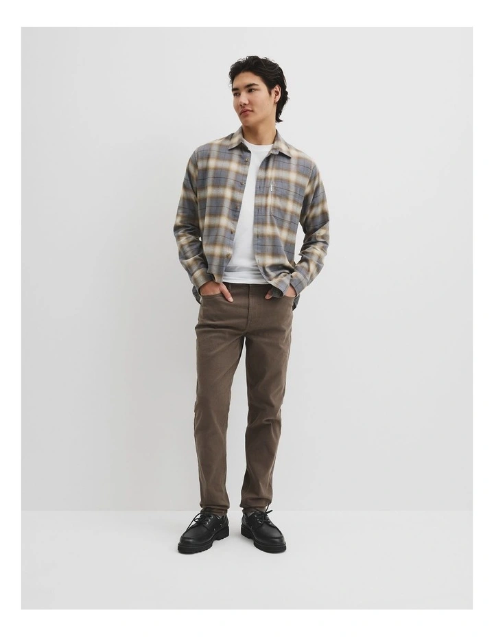 Regular Fit Brushed Check Shirt in Walnut image 2