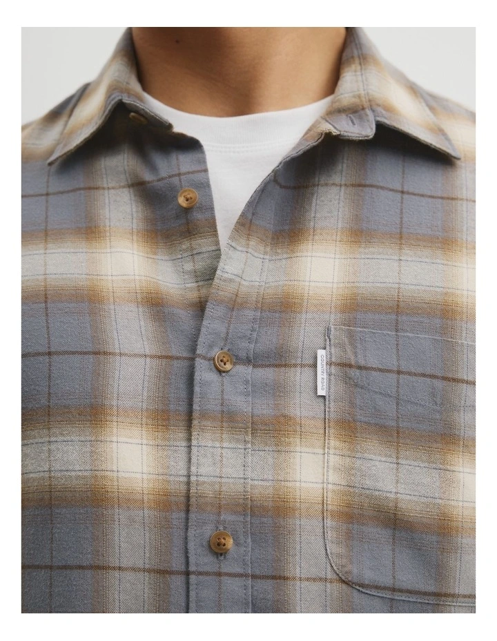Regular Fit Brushed Check Shirt in Walnut image 3