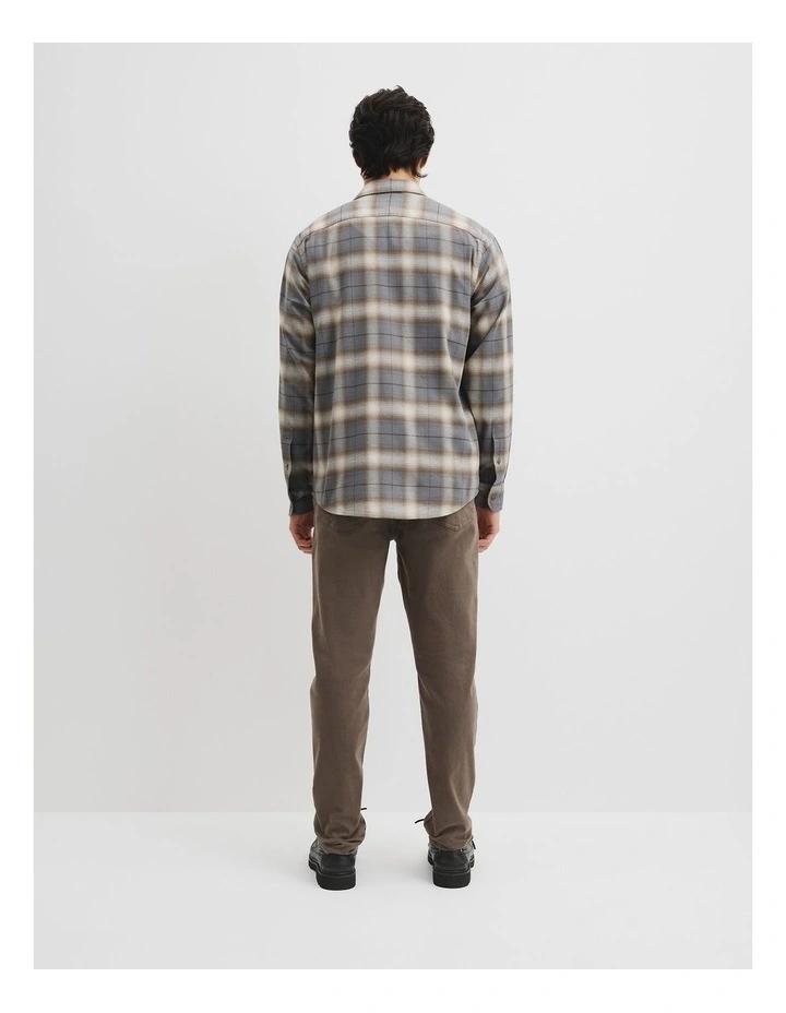 Regular Fit Brushed Check Shirt in Walnut image 4