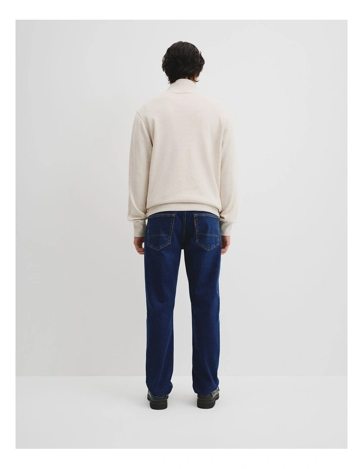 Australian Cotton Modern Logo Half Zip Sweat in Cloud Marle image 4