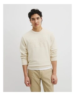 Workwear Australian Cotton Crew Neck in White Sand