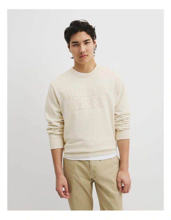 Workwear Australian Cotton Crew Neck in White Sand image 1