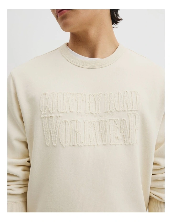 Workwear Australian Cotton Crew Neck in White Sand image 2