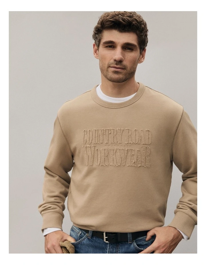 Workwear Australian Cotton Crew Neck in Tan image 2