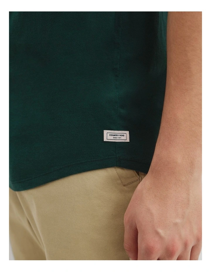 Australian Cotton Longline Garment Dye T-shirt in Pine image 2