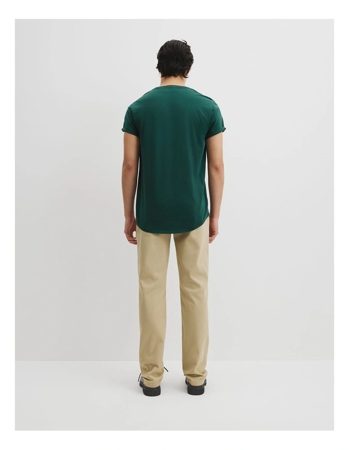 Australian Cotton Longline Garment Dye T-shirt in Pine image 4