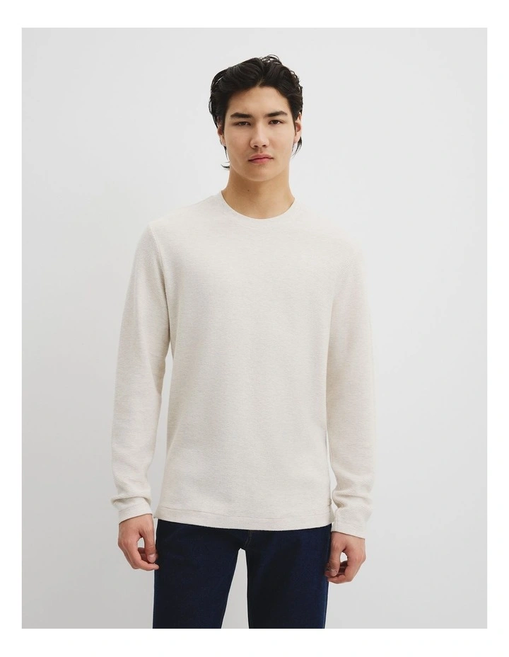 Australian Cotton Textured T-shirt in Cloud Marle image 1