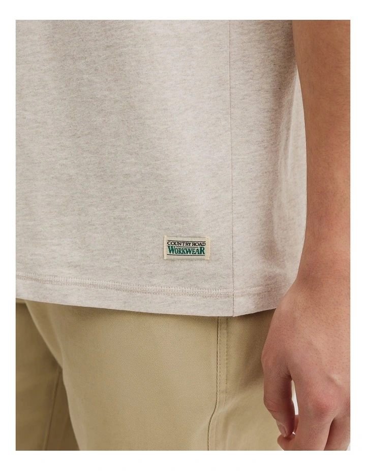 Workwear Australian Cotton T-shirt in Oatmeal Marle image 3